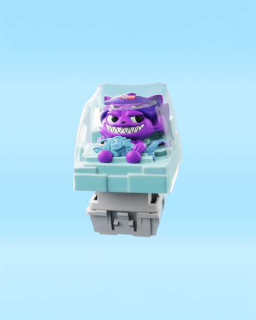 Keycap artisan ARTIKAT con acabado en resina transparente, diseño en 3D y perfil SA-R1 – compatible con teclados mecánicos MX.